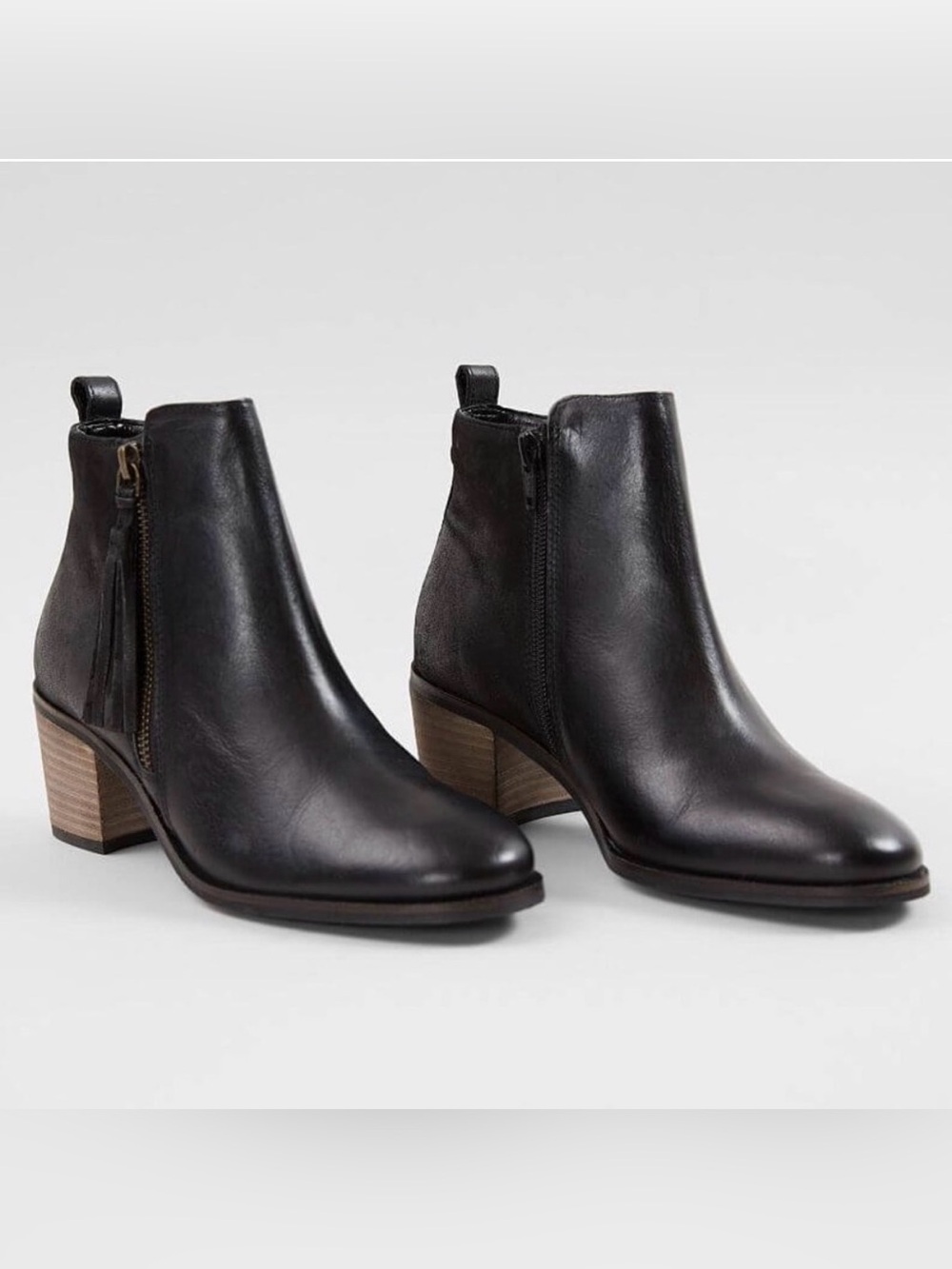 Crevo Autumn Tassel Leather Ankle Boot Ankle Booties Black Size 9.5